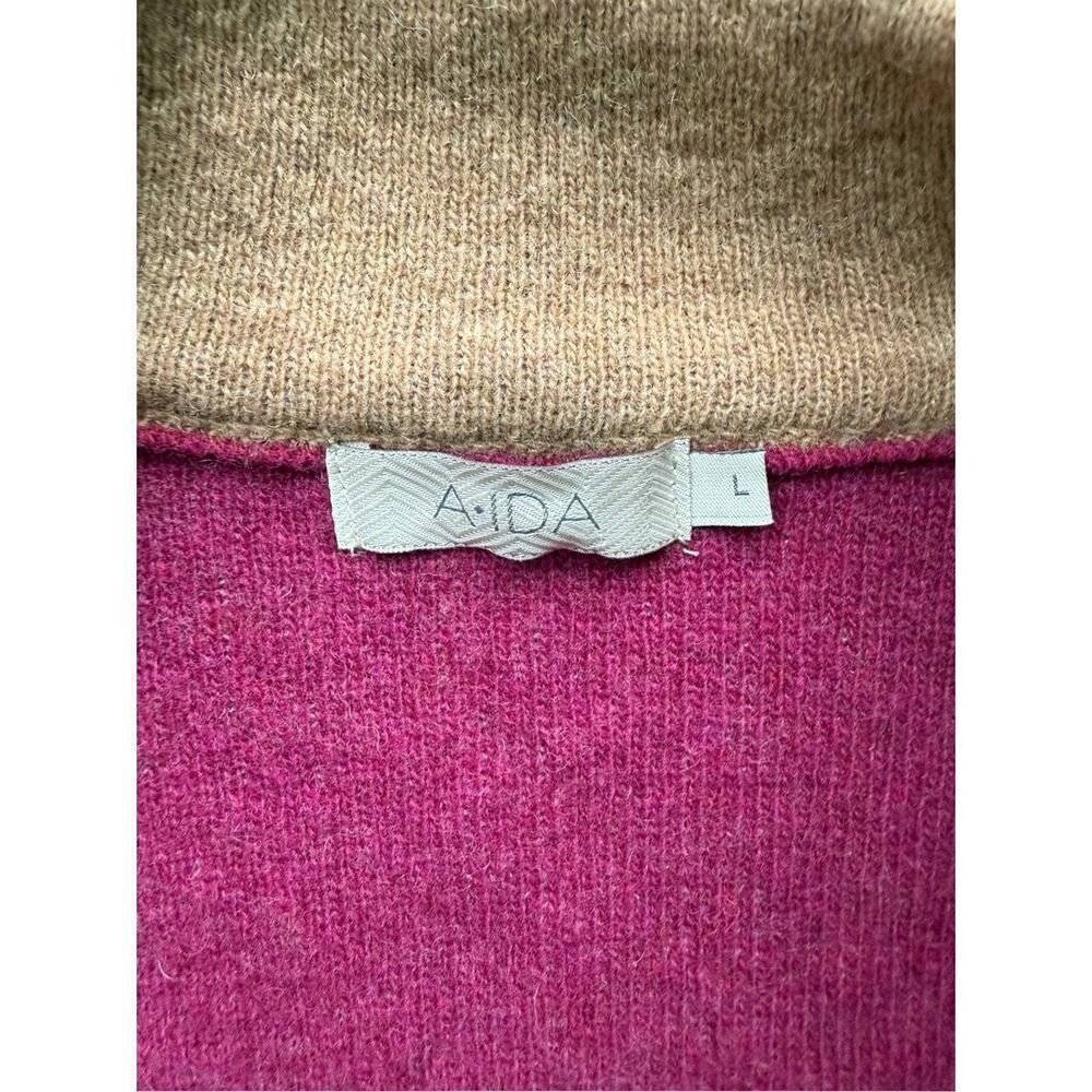 A. IDA Womens Tan Pink Italian Wool Blend Longline Sweater Jacket Size Large - Picture 2 of 14